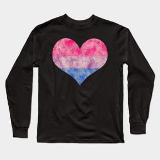 Bi Pride Heart - Watercolor Long Sleeve T-Shirt